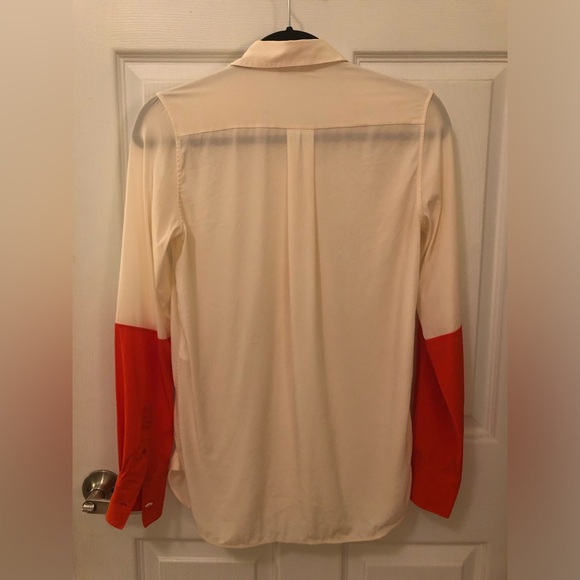 CELINE color-block button-up silk blouse, cream and orange, size 36 (size 6 US) - Picture 2 of 4